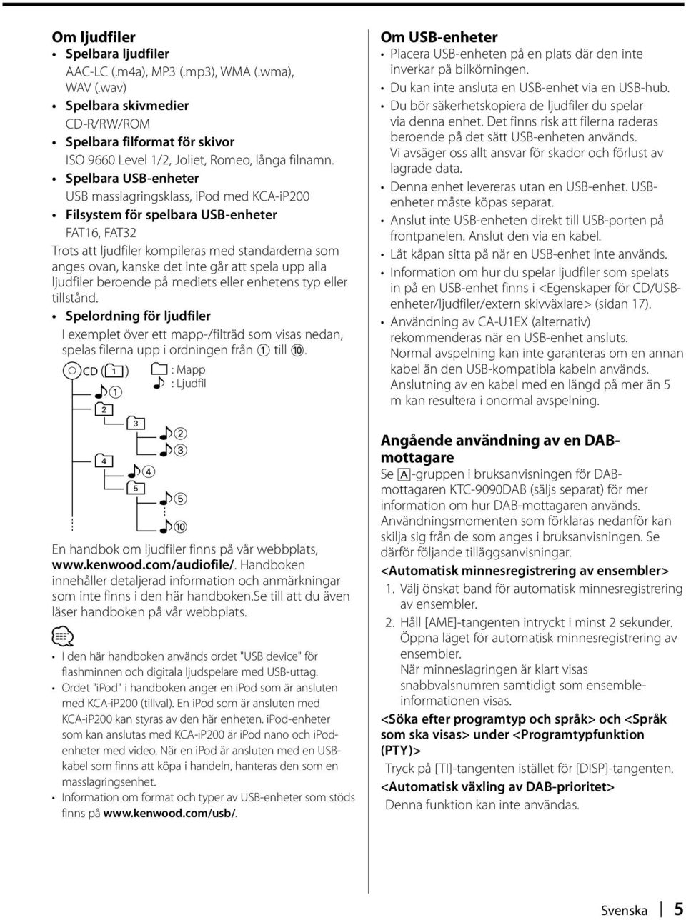 spela upp alla ljudfiler beroende på mediets eller enhetens typ eller tillstånd.