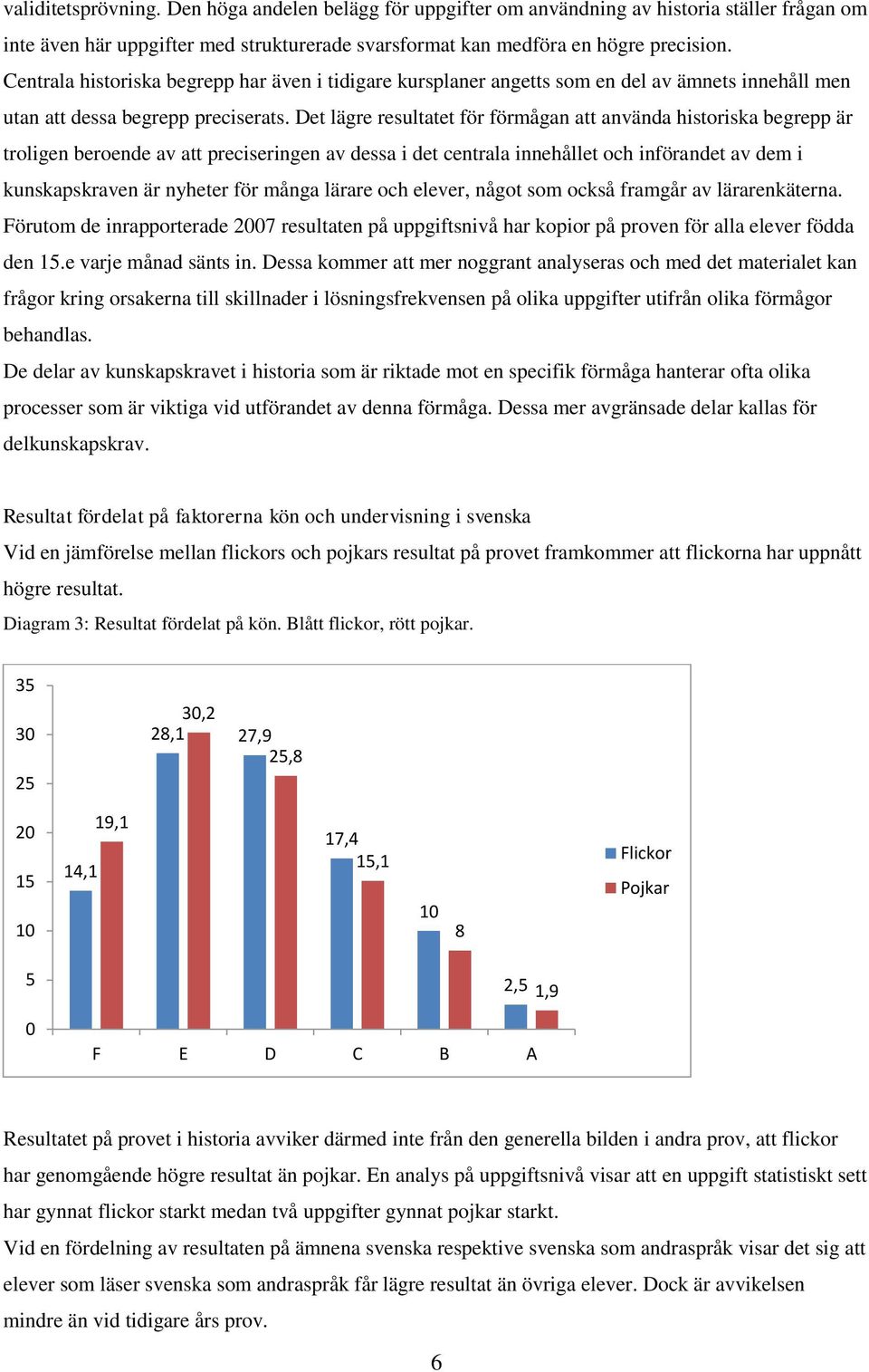 Det lägre resultatet för förmågan att använda historiska begrepp är troligen beroende av att preciseringen av dessa i det centrala innehållet och införandet av dem i kunskapskraven är nyheter för