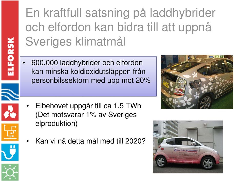 000 laddhybrider och elfordon kan minska koldioxidutsläppen från