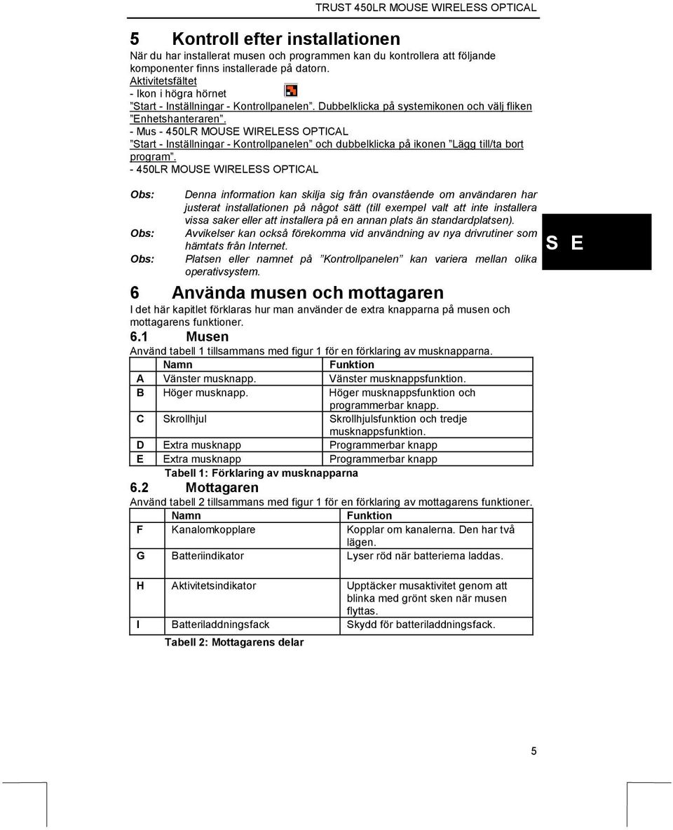 - Mus - 450LR MOUSE WIRELESS OPTICAL Start - Inställningar - Kontrollpanelen och dubbelklicka på ikonen Lägg till/ta bort program.