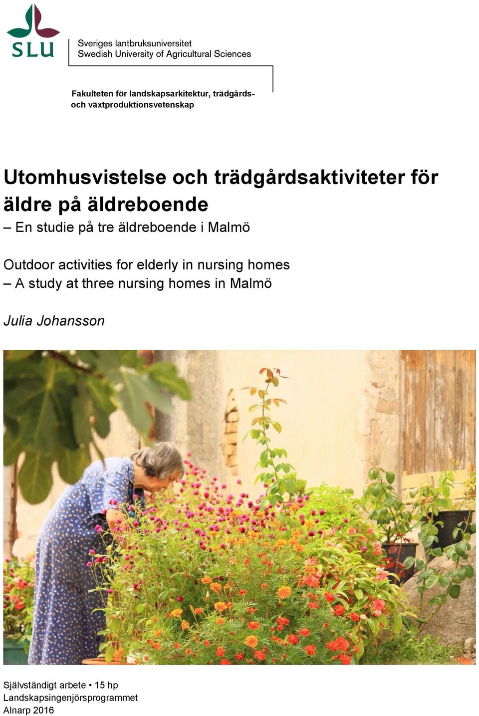 äldreboende i Malmö Outdoor activities for elderly in nursing homes A study at three