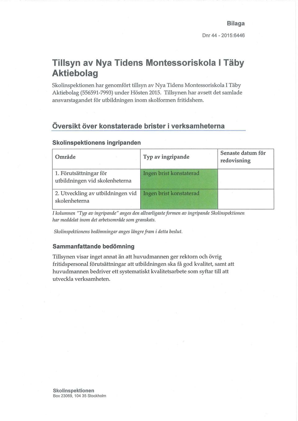 Förutsättningar för utbildningen vid skolenheterna 2.