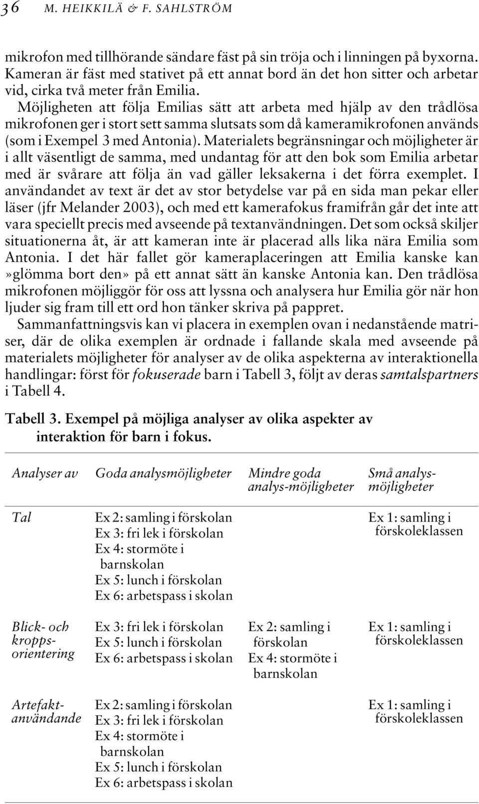 Möjligheten att följa Emilias sätt att arbeta med hjälp av den trådlösa mikrofonen ger i stort sett samma slutsats som då kameramikrofonen används (som i Exempel 3 med Antonia).