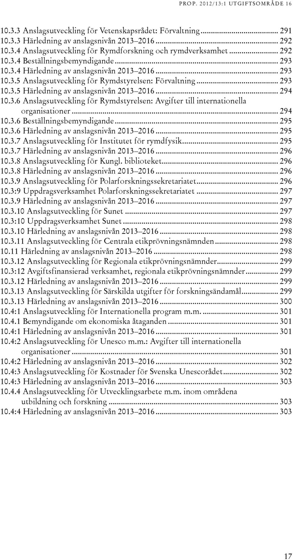 .. 9 10..6 Beställningsbemyndigande... 95 10..6 Härledning av anslagsnivån 01 016... 95 10..7 Anslagsutveckling för Institutet för rymdfysik... 95 10..7 Härledning av anslagsnivån 01 016... 96 10.