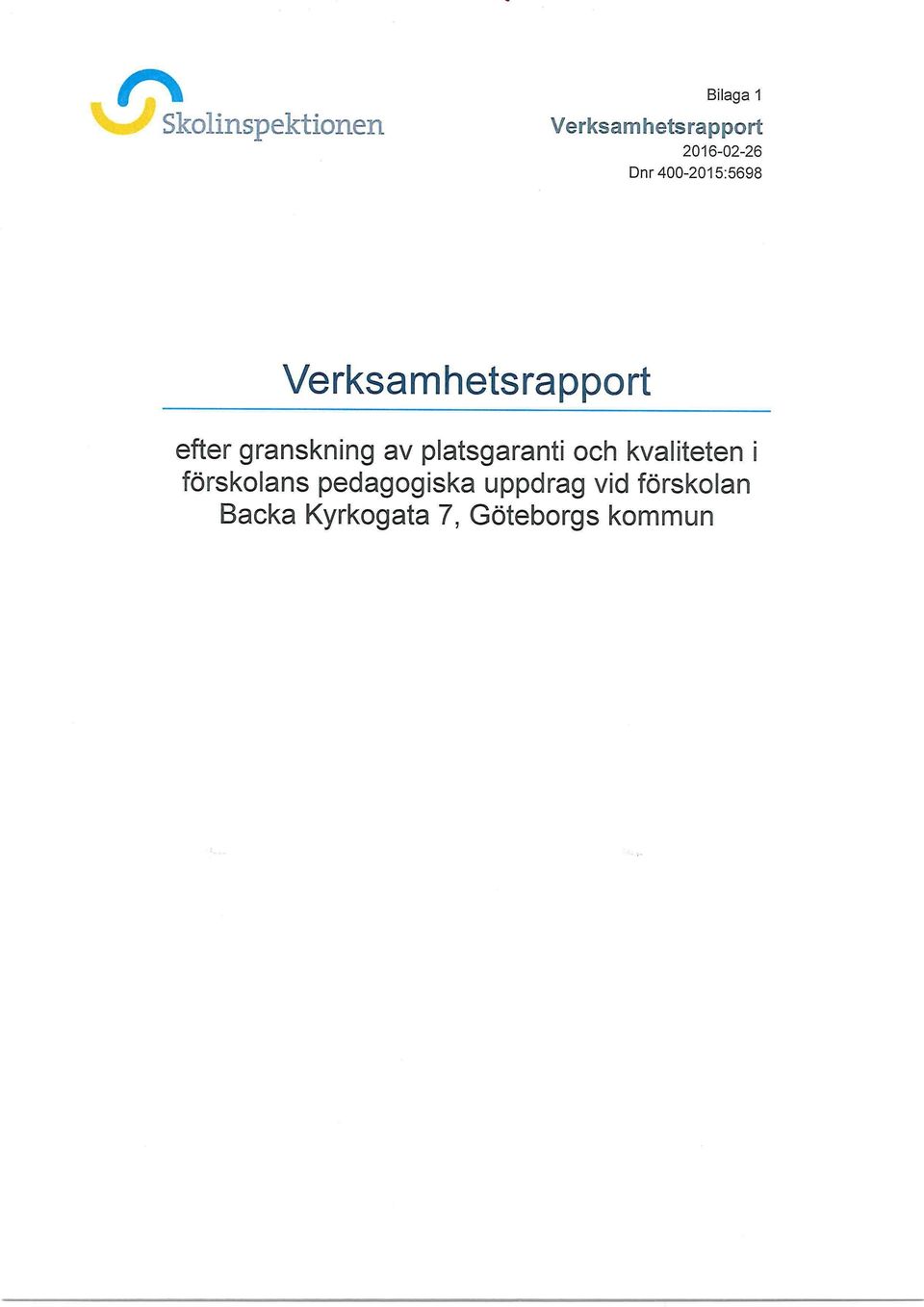 förskolans pedagogiska uppdrag vid