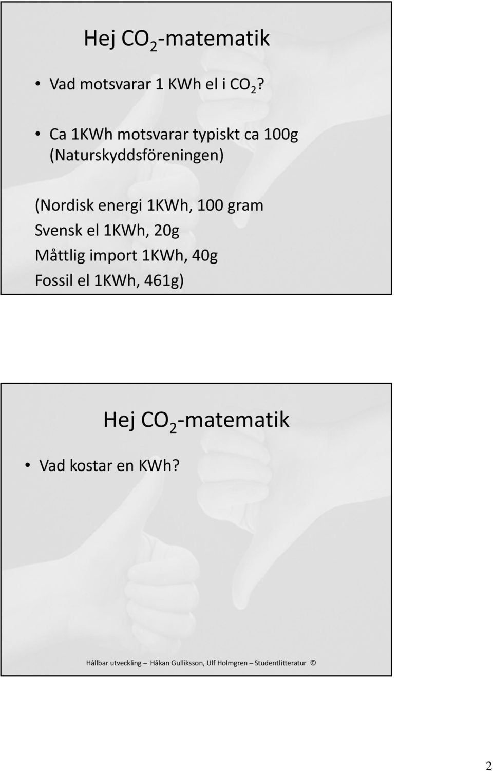 (Nordisk energi 1KWh, 100 gram Svensk el 1KWh, 20g Måttlig