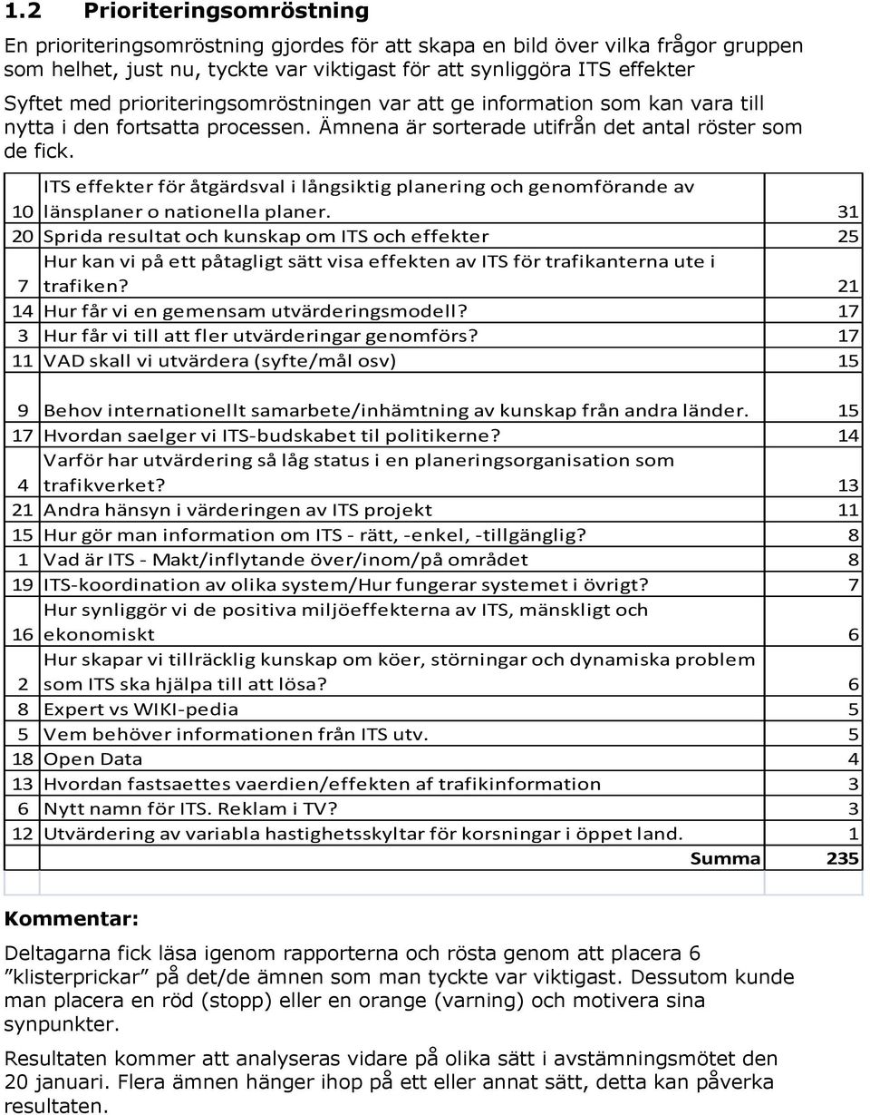 ITS effekter för åtgärdsval i långsiktig planering och genomförande av 10 länsplaner o nationella planer.