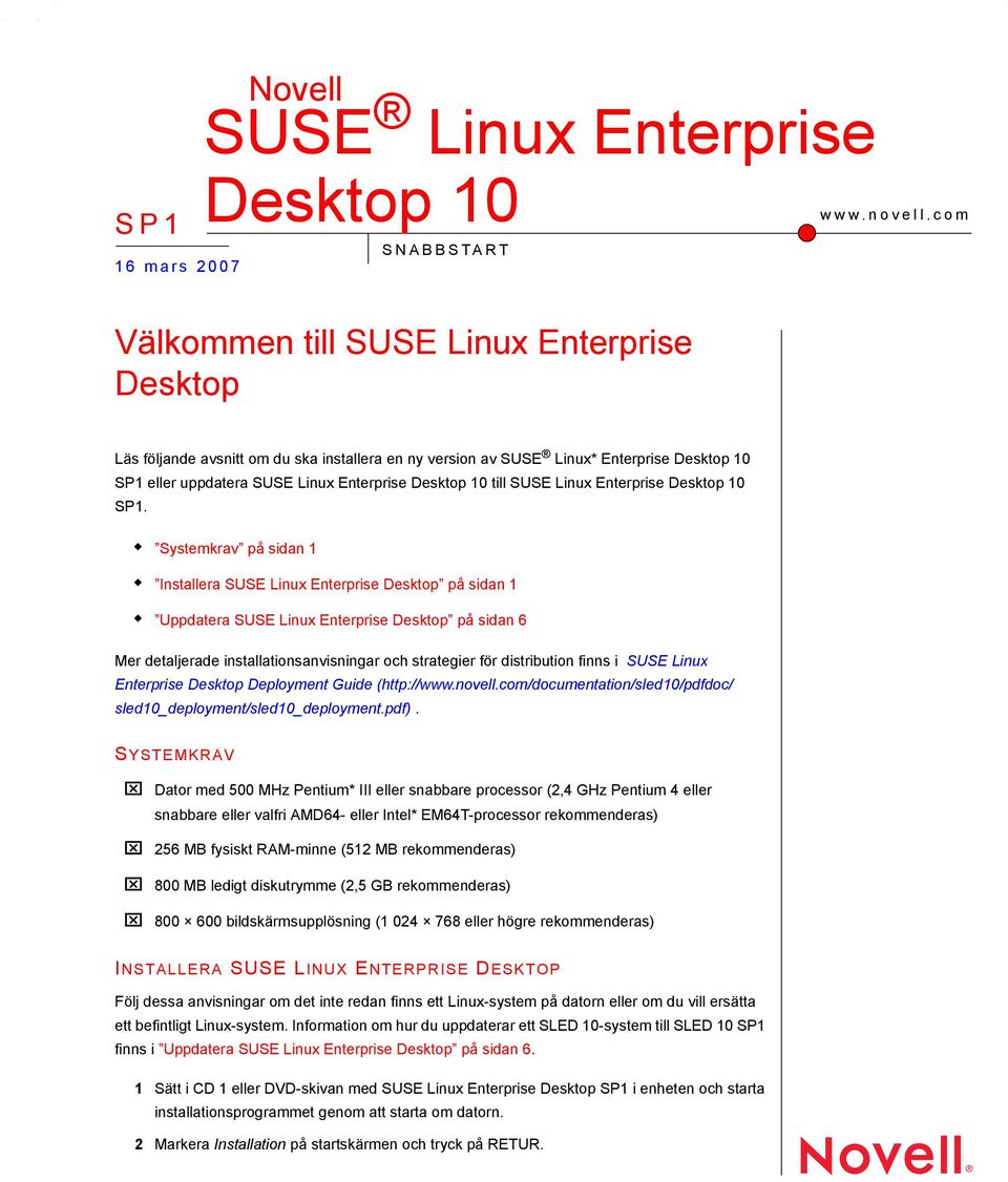 SUSE Linux Enterprise Desktop 10 SP1.