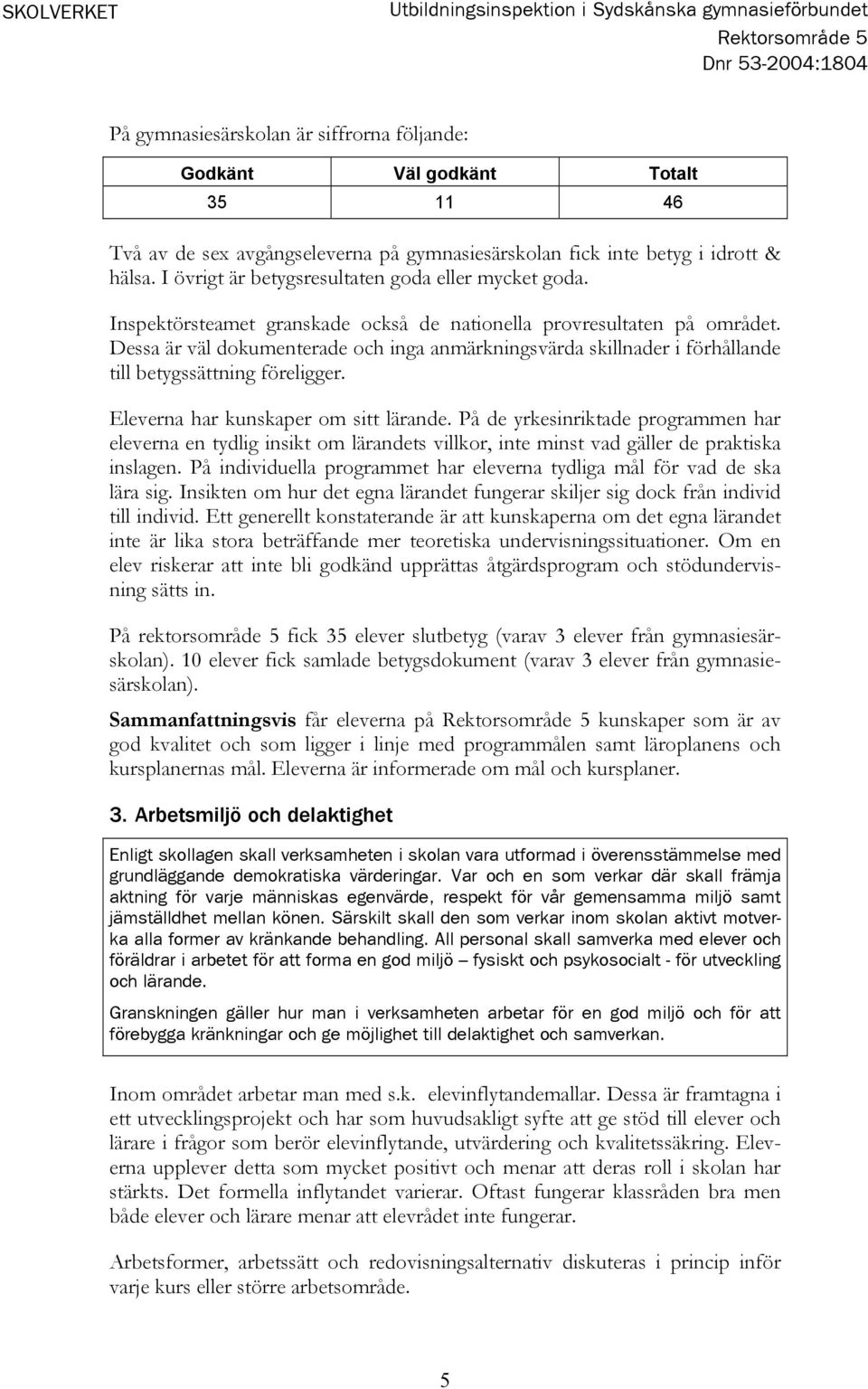 Dessa är väl dokumenterade och inga anmärkningsvärda skillnader i förhållande till betygssättning föreligger. Eleverna har kunskaper om sitt lärande.