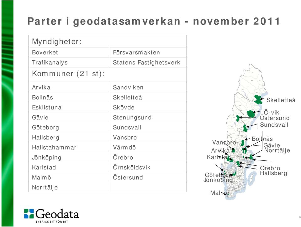 Sundsvall Skellefteå Ö-vik Östersund Sundsvall Hallsberg Hallstahammar Jönköping Vansbro Värmdö Örebro Vansbro