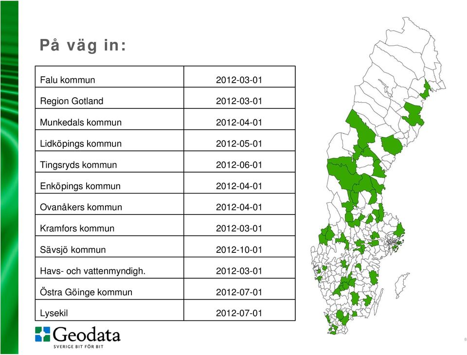 2012-04-01 Ovanåkers kommun 2012-04-01 Kramfors kommun 2012-03-01 Sävsjö kommun