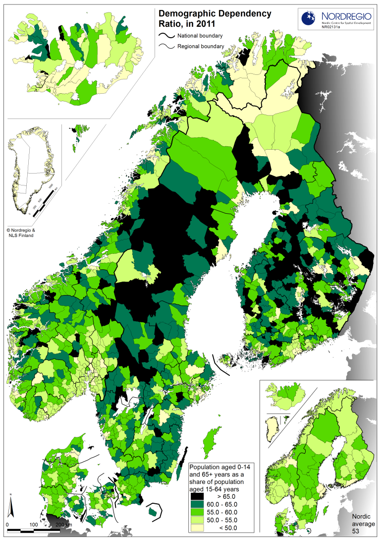 Demografisk försörjningskvot Jämfört med genomsnittet i EU: Åldrande i form av