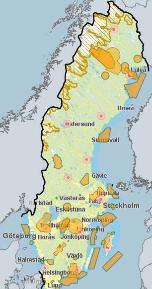 Försvarsmakten motstående intresse Hindrar väldigt stora ytor i landet, speciellt i södra Sverige Försvarsmakten berörs av 5 olika intrång, minst!
