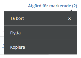 4. Ange till vilket projekt du vill kopiera/flytta till i rullistan och ange därefter vilken mapp. Välj sedan: a.