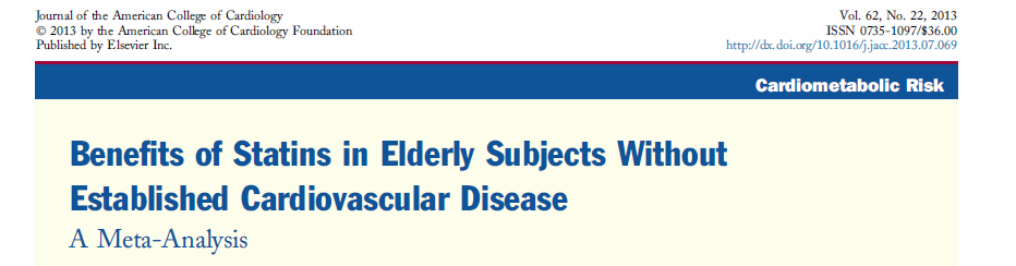 Statiner Conclusions In elderly subjects at high risk without established CV disease, statins signicantly reduce the