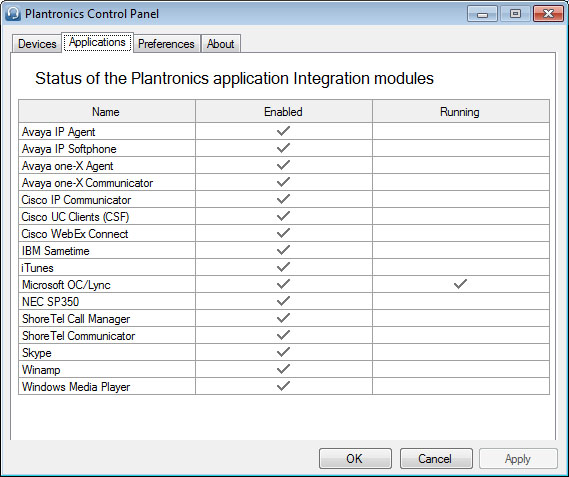 Programvaran Plantronics Spokes Plantronicskontrollpanelen Användarinställningar och enhetsinställningar som påverkar headsetets prestanda kan ändras via Plantronics-kontrollpanelen.