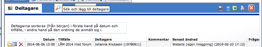 4) Nu har du fått fram en lista med aktiviteter. Klicka på ikonen som ser ut som ett förstoringsglas, Visa aktivitet för att se aktiviteten.