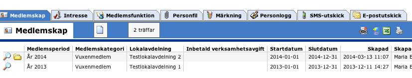 8 VISA MEDLEM/PERSON En personsida på baksidan har samma utförande som sidan för en lokalavdelning.