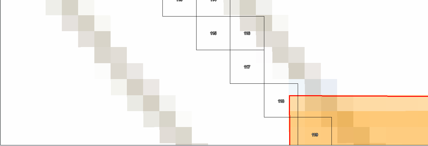 13(22) Figur 5 Diggning av operatörens karta, orange färg motsvarar det skapade lagret för automatisk jämförelse Eftersom mobiloperatörernas täckningskartor och rutnätet med 10x10- metersrutor inte