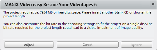 Om den inspelning du digitaliserar tar mer än 90 minuter, ryms den inte på DVD-skivan enligt standardinställningen.