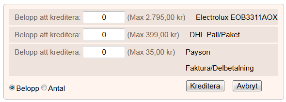 Händelser Kreditera ett köp med faktura Du kan helt eller delvis återföra pengar till någon som betalat dig via PaysonFaktura på sidan Händelser.