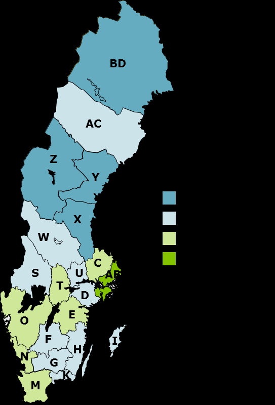 1 500 nya jobb i Kalmar län under prognosperioden AB Stockholm I Gotland U Västmanland C Uppsala K Blekinge W Dalarna D Södermanland M Skåne X Gävleborg E Östergötland N