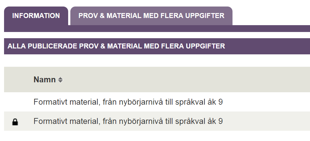 6. De ämnen som är markerade med en bock är de ämnen du har åtkomst till. Obs!