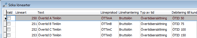 Gå nu in på den första nya lönearten du skapade och byt ut lönepriskoden till ÖTTimA.