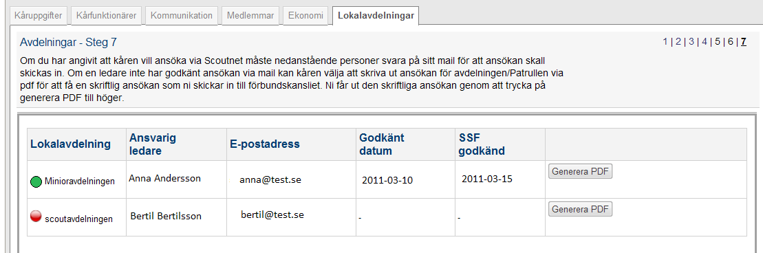 Spara Det går att spara ansökan genom att trycka på knappen spara. När ni sedan återvänder till ansökan är den information som kåren har angivit sparad.