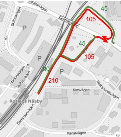 Tillkommande trafik till infartsparkeringen antas bli jämt fördelad mellan Centralvägen västerut och österut.