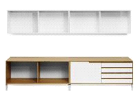 Möbler för arbete och förvaring + tillbehör FRAME 4660/4661 DESIGN THOMAS ERIKSSON, ELISABETH ANCKER, CECILIA ANDREASSON 2006 Förvaringsmöbel med skåp, hylla och lådor.