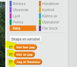 Försök sätt ihop blocken nedan till vänster på rätt sätt och lägg in det orangea blocket i det gula blocket. Testa. Skapa en ny bakgrund där du laddar upp ditt hus.