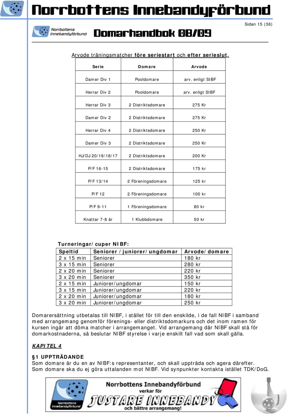 200 Kr P/F 16-15 2 Distriktsdomare 175 kr P/F 13/14 2 Föreningsdomare 125 kr P/F 12 2 Föreningsdomare 100 kr P/F 9-11 1 Föreningsdomare 80 kr Knattar 7-8 år 1 Klubbdomare 50 kr Turneringar/cuper