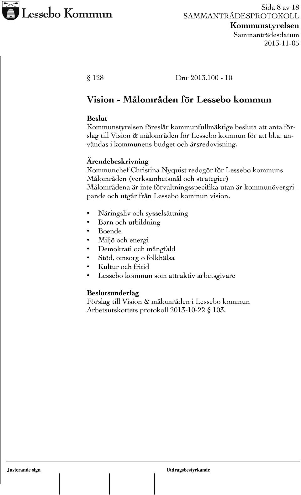 från Lessebo kommun vision.