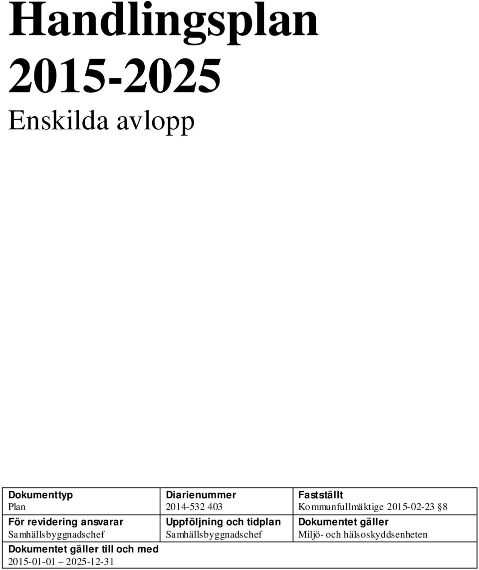 2025-12-31 Diarienummer 2014-532 403 Uppföljning och tidplan Sa