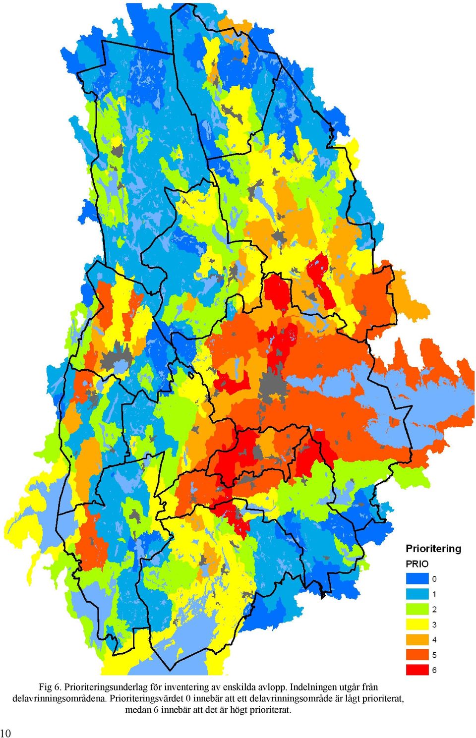 Indelningen utgår från delavrinningsområdena.