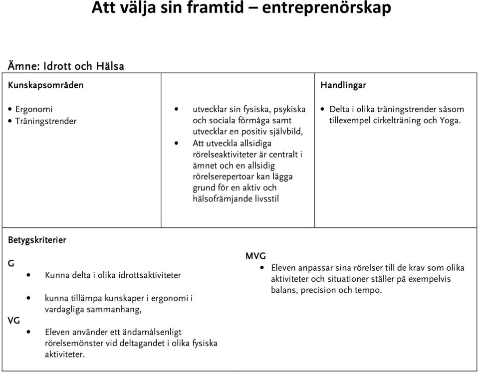 tillexempel cirkelträning och Yoga.