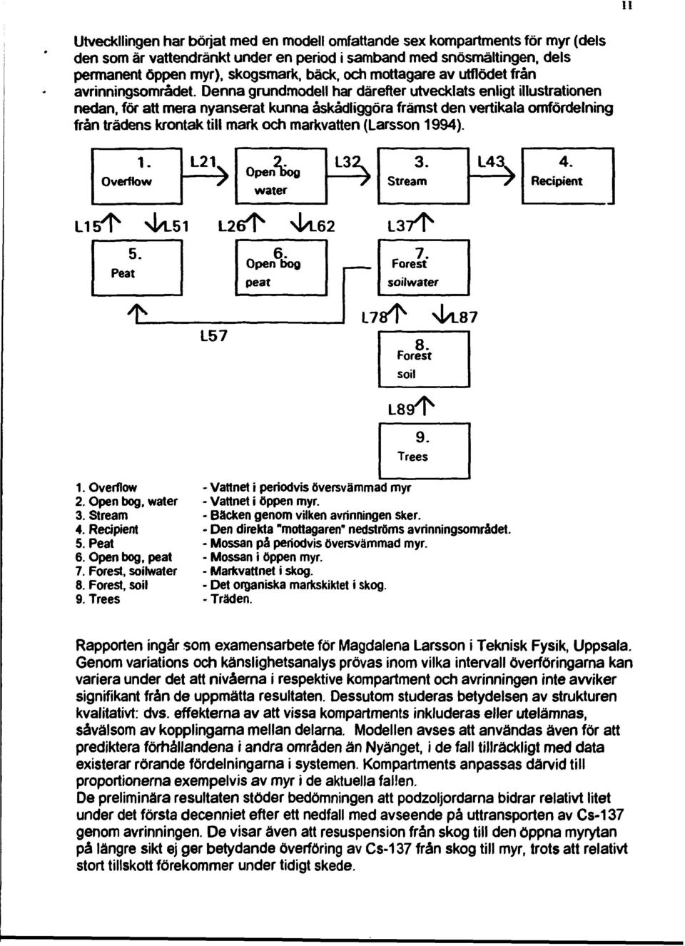 Denna grundmodell har därefter utvecklats enligt illustrationen nedan, för att mera nyanserat kunna åskådliggöra främst den vertikala omfördelning från trädens krontaktill mark och markvatten
