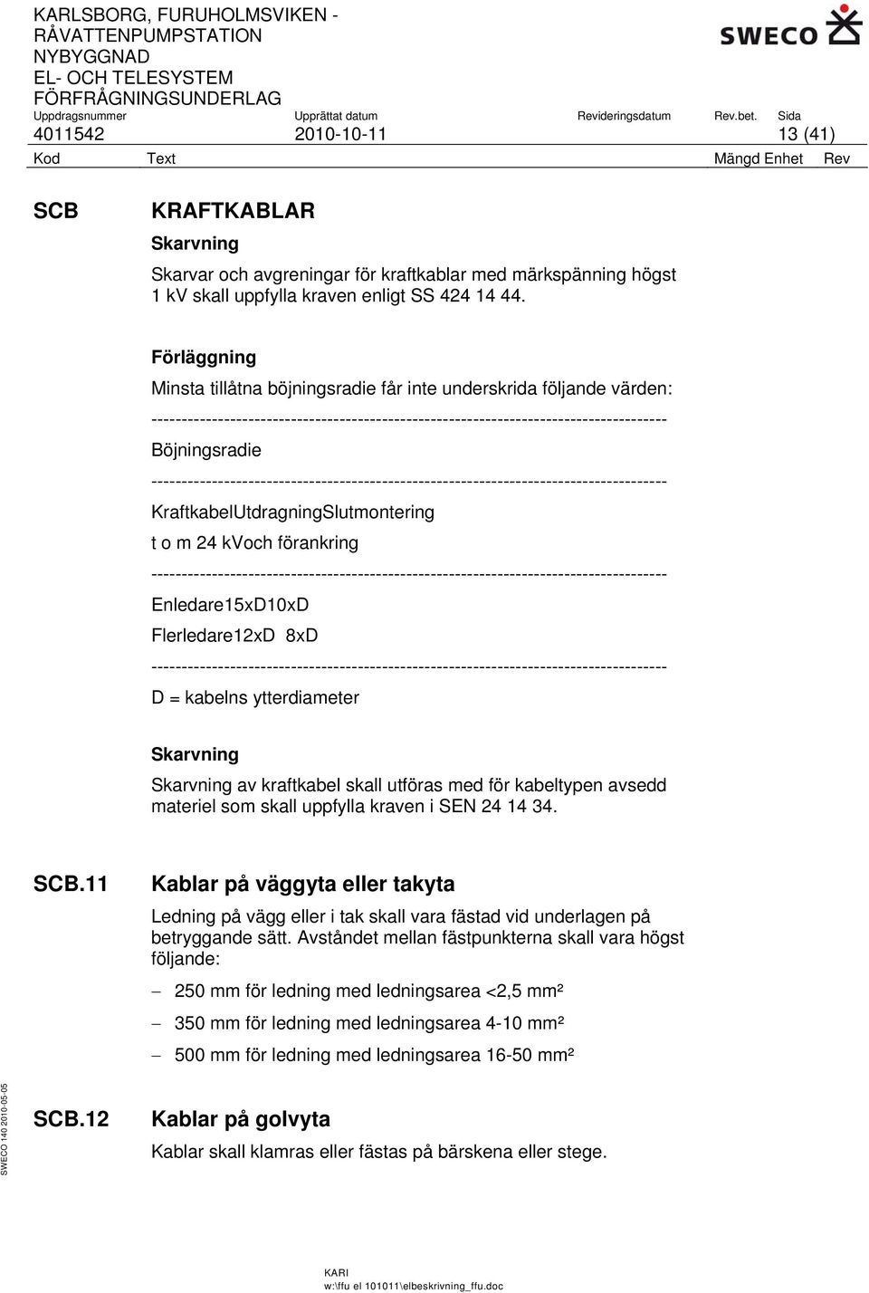 ------------------------------------------------------------------------------------- KraftkabelUtdragningSlutmontering t o m 24 kvoch förankring