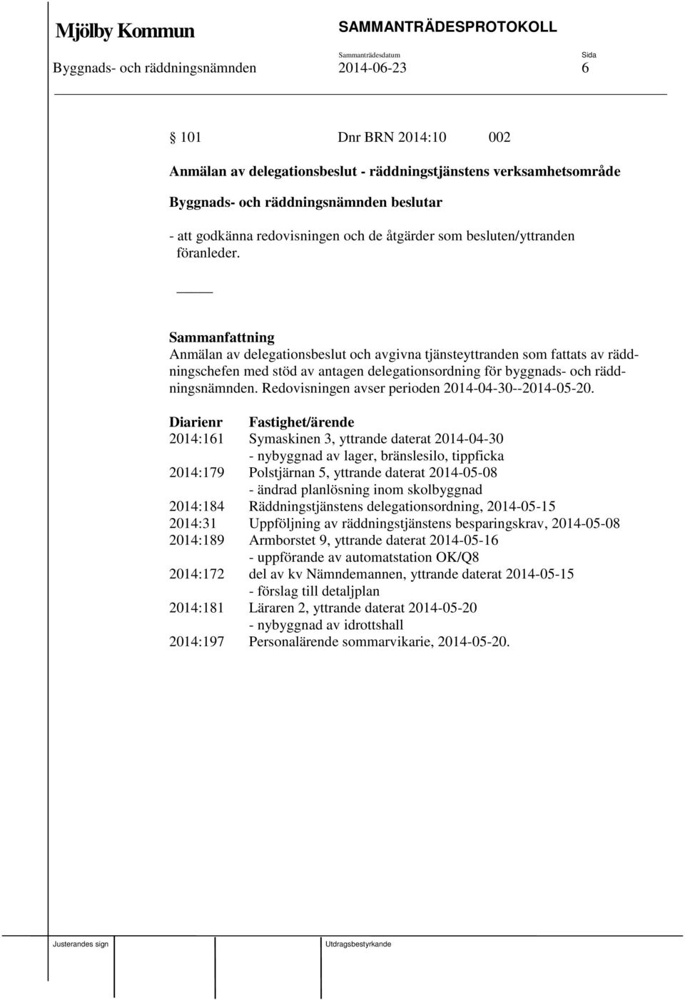 Redovisningen avser perioden 2014-04-30--2014-05-20.