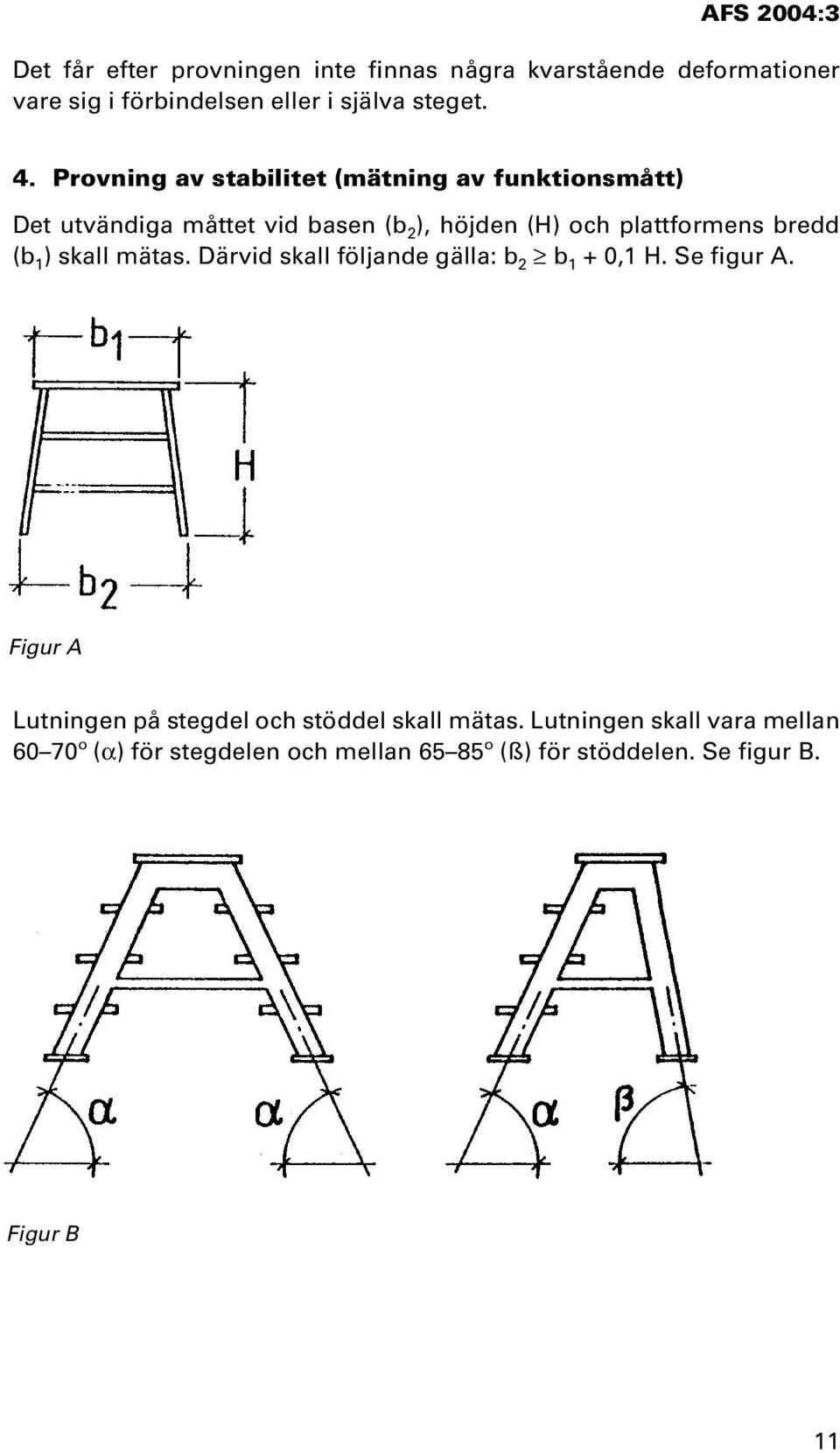 bredd (b 1 ) skall mätas. Därvid skall följande gälla: b 2 b 1 + 0,1 H. Se figur A.