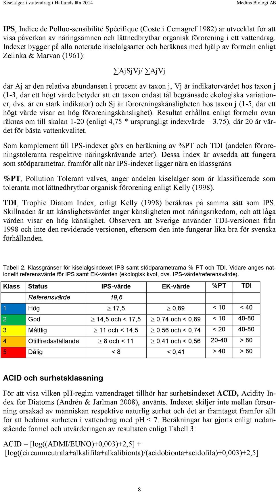indikatorvärdet hos taxon j (1-3, där ett högt värde betyder att ett taxon endast tål begränsade ekologiska variationer, dvs.