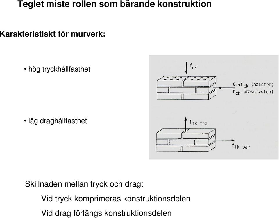 draghållfasthet Skillnaden mellan tryck och drag: Vid