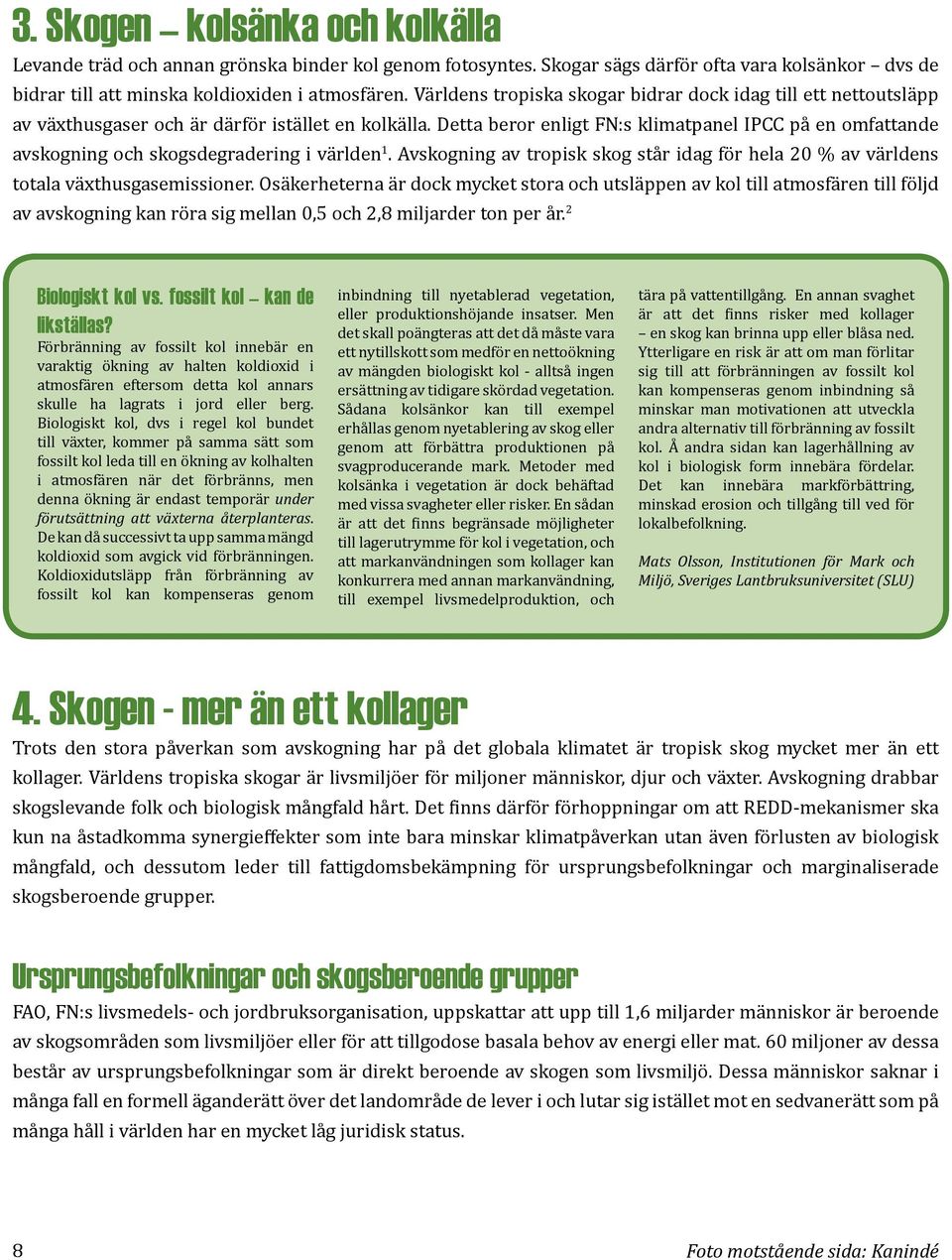 Detta beror enligt FN:s klimatpanel IPCC på en omfattande avskogning och skogsdegradering i världen 1. Avskogning av tropisk skog står idag för hela 20 % av världens totala växthusgasemissioner.