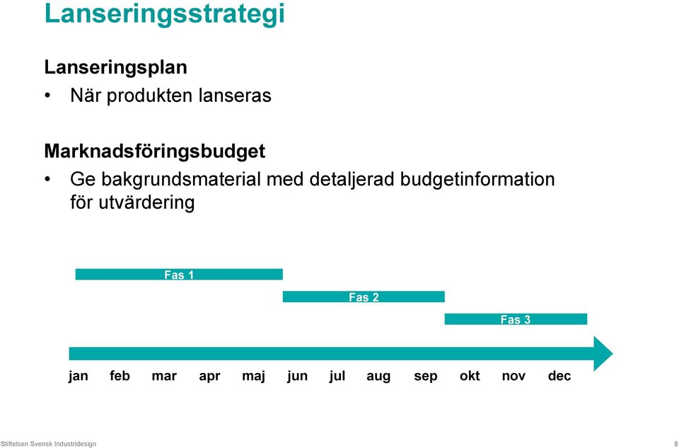 med detaljerad budgetinformation för utvärdering Fas