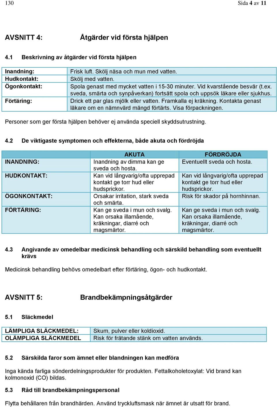 Drick ett par glas mjölk eller vatten. Framkalla ej kräkning. Kontakta genast läkare om en nämnvärd mängd förtärts. Visa förpackningen.