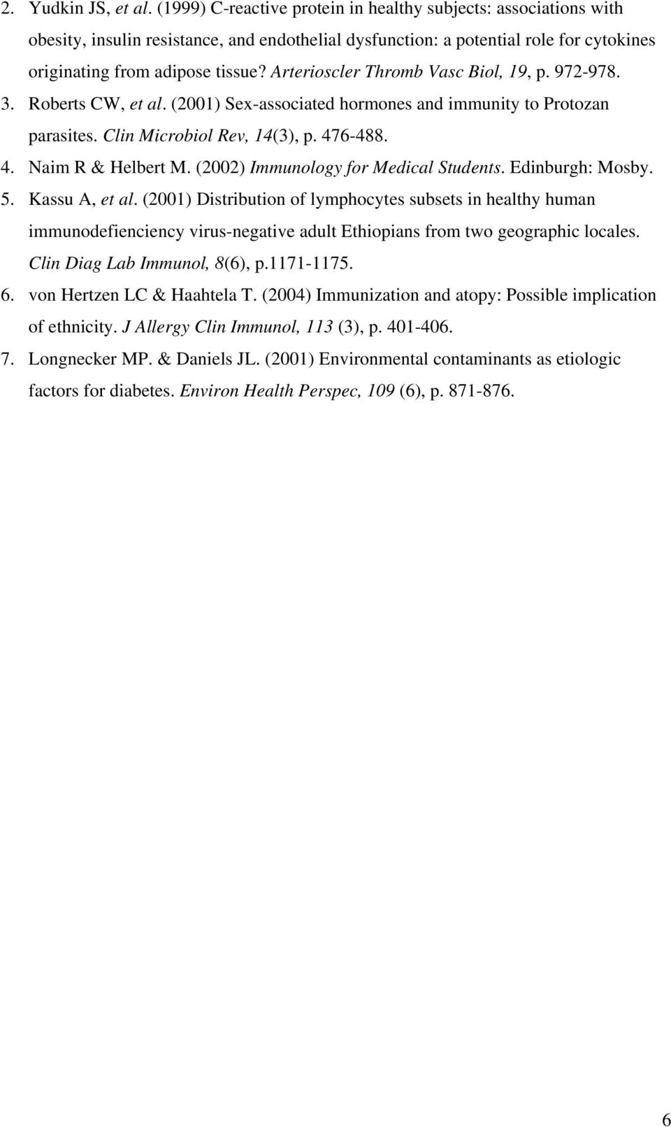 Arterioscler Thromb Vasc Biol, 19, p. 972-978. 3. Roberts CW, et al. (2001) Sex-associated hormones and immunity to Protozan parasites. Clin Microbiol Rev, 14(3), p. 476-488. 4. Naim R & Helbert M.