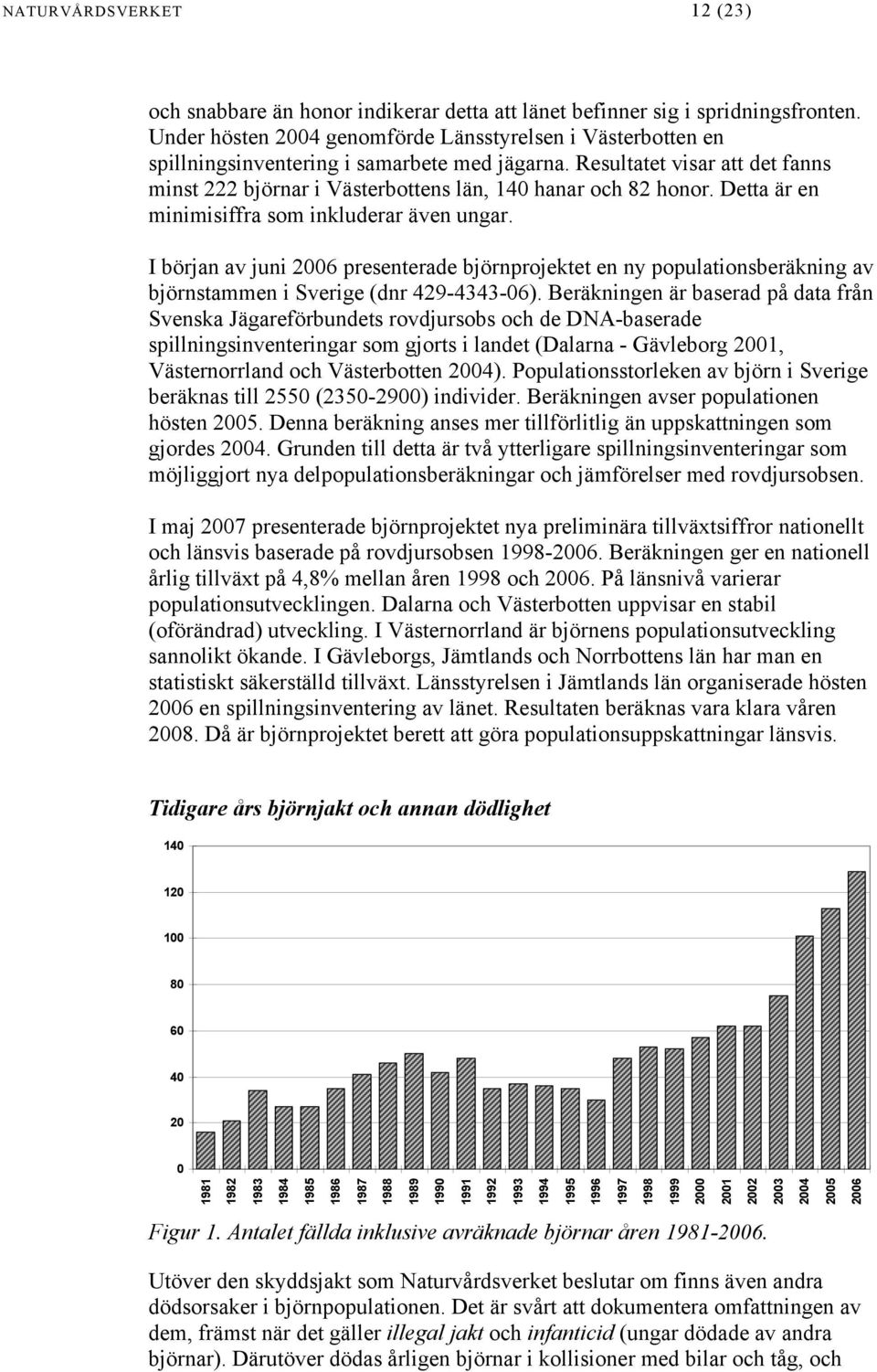 Resultatet visar att det fanns minst 222 björnar i Västerbottens län, 140 hanar och 82 honor. Detta är en minimisiffra som inkluderar även ungar.