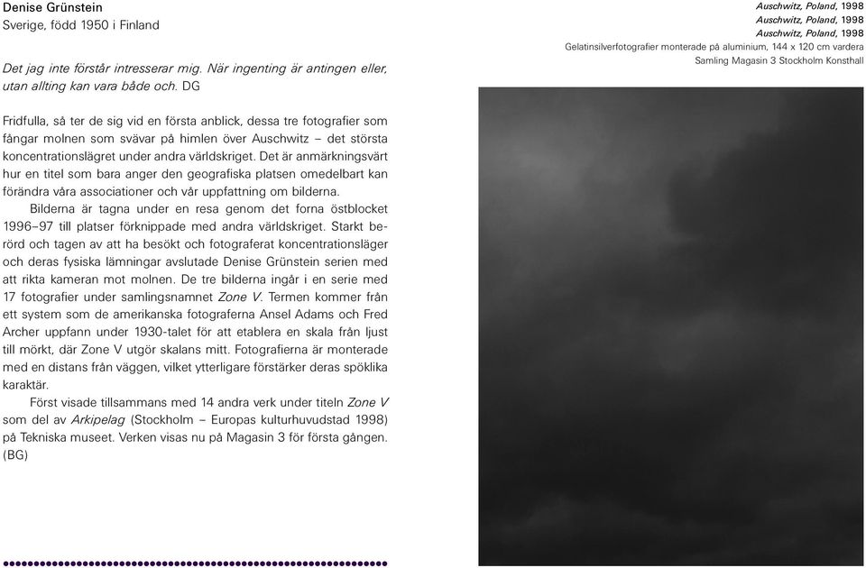 tre fotografier som fångar molnen som svävar på himlen över Auschwitz det största koncentrationslägret under andra världskriget.