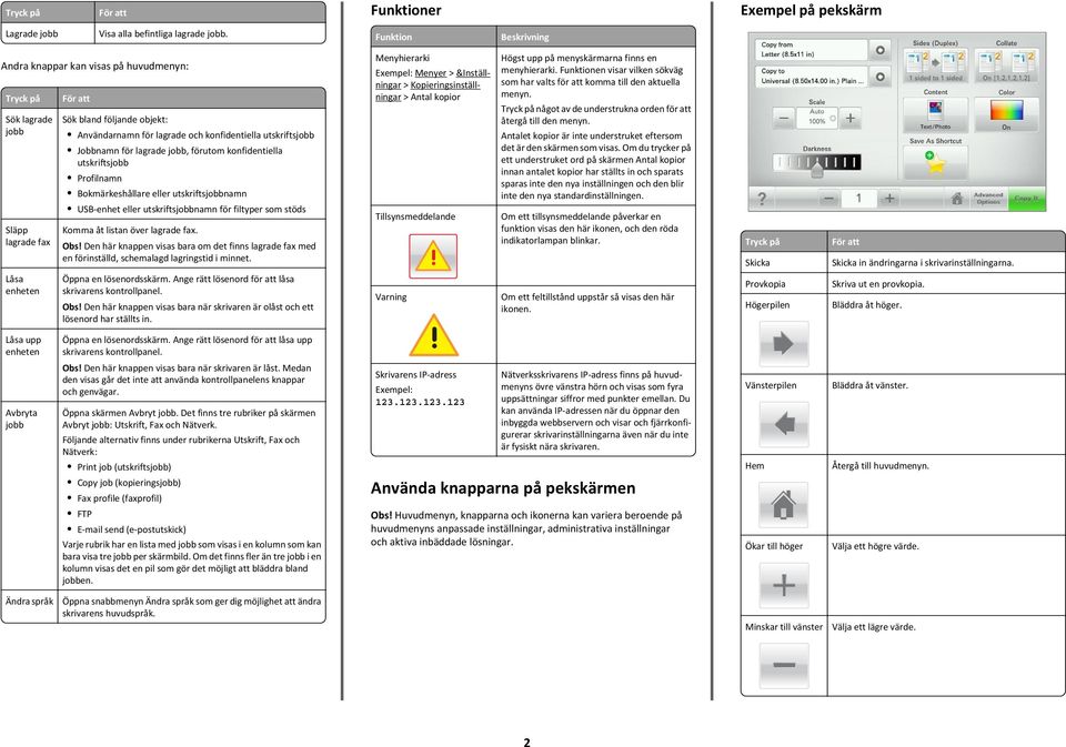 Jobbnamn för lagrade jobb, förutom konfidentiella utskriftsjobb Profilnamn Bokmärkeshållare eller utskriftsjobbnamn USB enhet eller utskriftsjobbnamn för filtyper som stöds Komma åt listan över